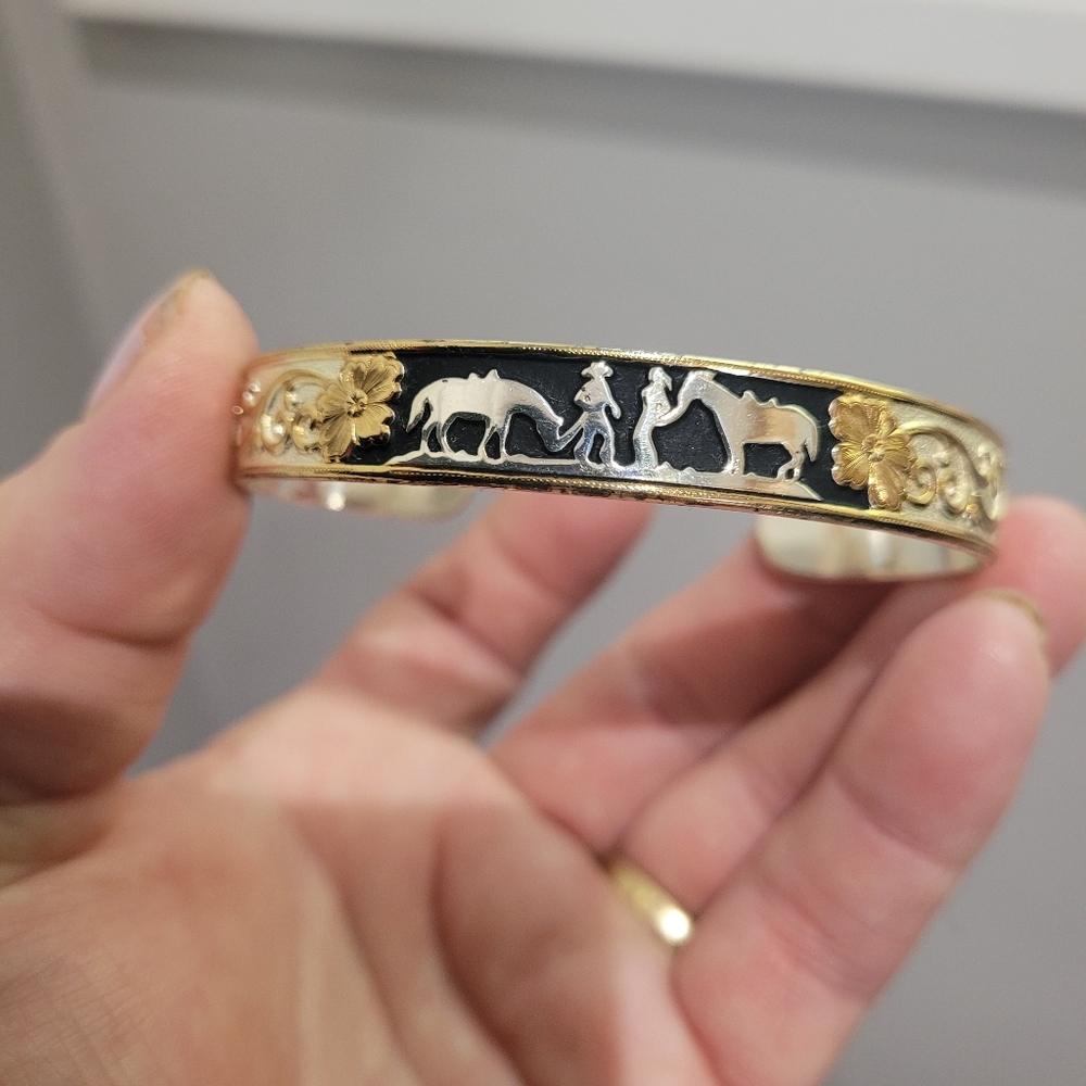 Montana Silversmiths Black and Gold Western Bracelet